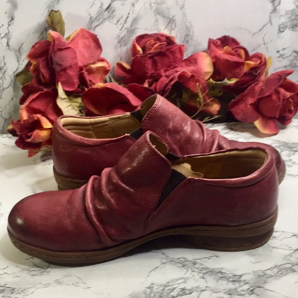 QVC Comfortiva Slouch Burgundy Florian Leather Comfort Loafers